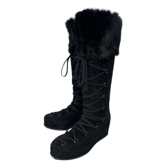 New Stuart Weitzman Black Suede Sport Aspen Troll Boots Size 9 - Picture 4 of 5